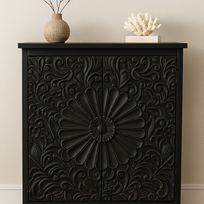 Langley Street® Maez Black 2-door Accent Cabinet & Reviews | Wayfair
